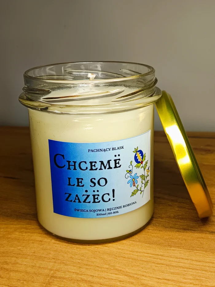 ŚWIECA SOJOWA KASZUBSKA „CHCEMË LE SO ZAŻËC! - 350 ML