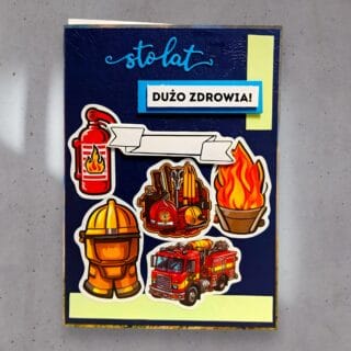 KARTKA RĘCZNIE ROBIONA DLA STRAŻAKA NA URODZINY