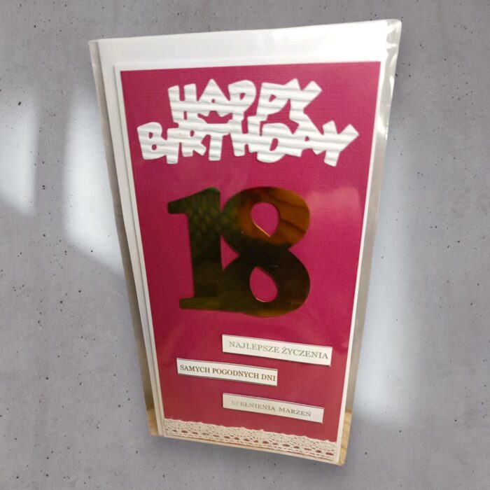 KARTKA RĘCZNIE ROBIONA NA 18 URODZINY