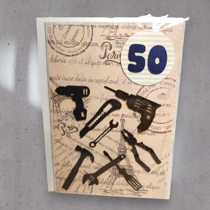 KARTKA RĘCZNIE ROBIONA NA 50 URODZINY DLA MASTERKOWICZA