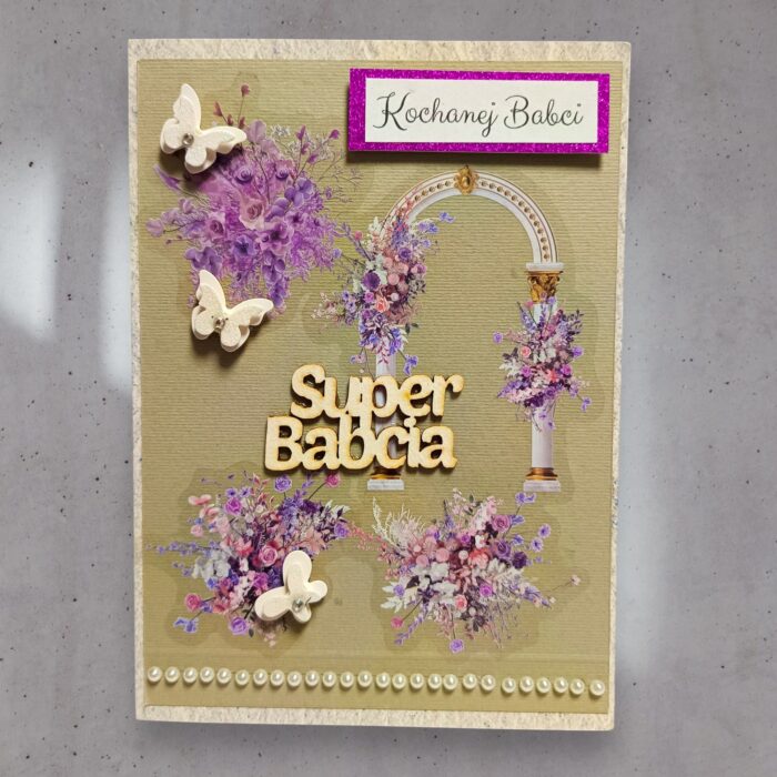 KARTKA RĘCZNIE ROBIONA DLA BABCI