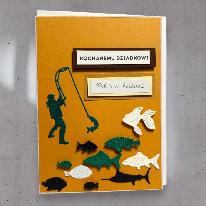 KARTKA RĘCZNIE ROBIONA DLA DZIADKA WĘDKARZA