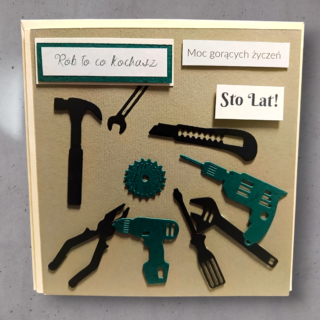 KARTKA DLA MAJSTERKOWICZA NA URODZINY - RĘCZNIE ROBIONA