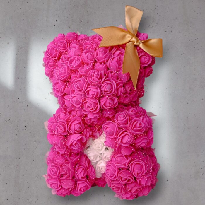miś z róż piankowych - różowy 25cm wysokości