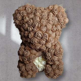 MIŚ Z RÓŻ PIANKOWYCH - BRĄZOWY 25CM WALENTYNKI 