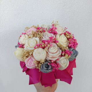 RÓŻOWY FLOWERBOX Z WOSKU