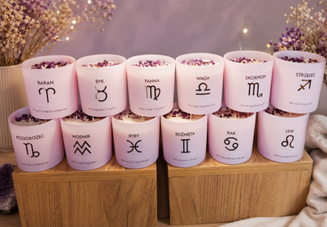 ŚWIECA SOJOWA ZODIAKALNA Z AMETYSTEM