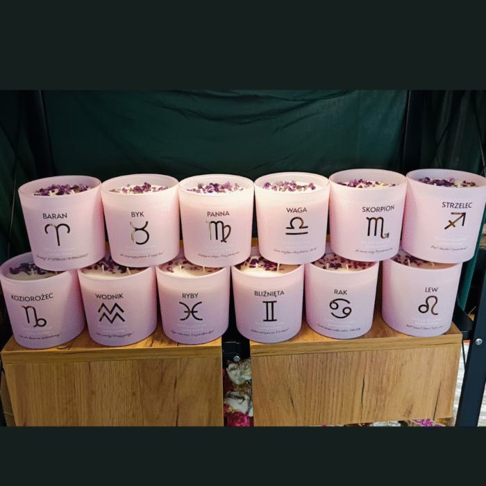 ŚWIECA SOJOWA ZODIAKALNA Z AMETYSTEM